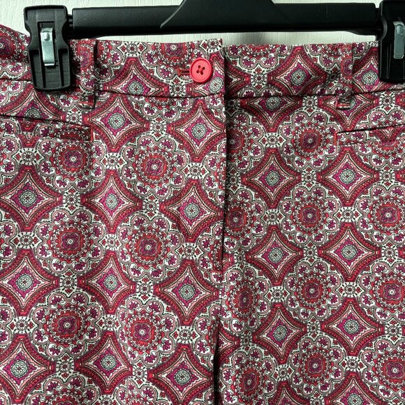 Talbots Womens Pink Medallion Chino Ankle Pants Size 8 Regular Straight Stretch - Picture 1 of 5